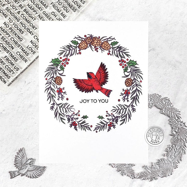 HP110 Wreath & Finch Letterpress + Foil Plate (D) - Hero Arts