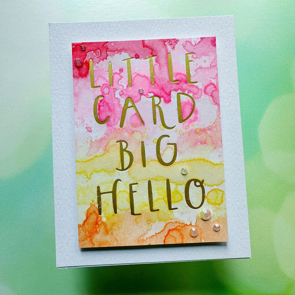 Little Card Big Hello Glimmer Hot Foil Plate from the Glimmer Cardfront Sentiments Collection