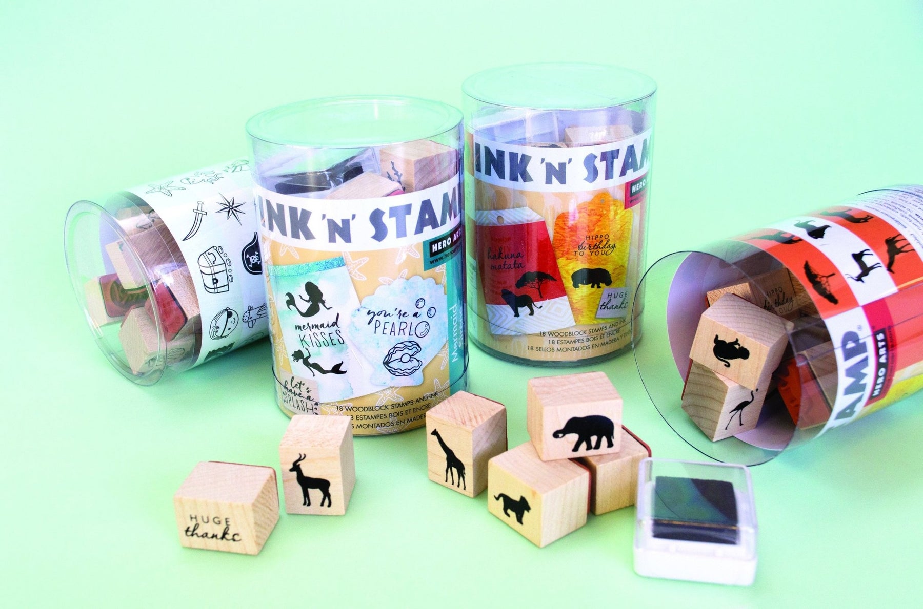 'n' Ink Woodblock Stuff Fun ウッドスタンプいろいろ7つセット arts】 【Hero Stamp Arts Hero – アルバム・スクラップ