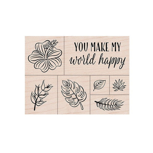 You Make My World Happy Woodblock Stamp Set