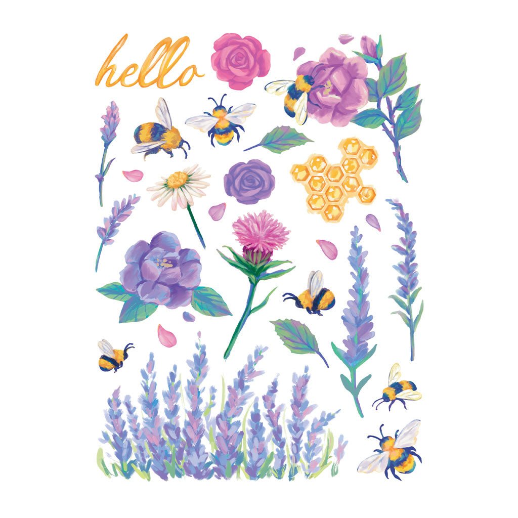 RT100 Bees and Florals Hero Transfers - Hero Arts