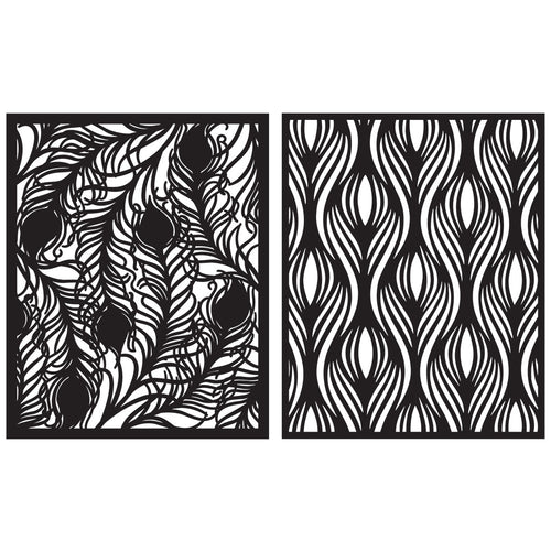 SA145 Peacock Patterns Stencil Pairs - Hero Arts