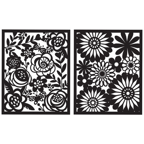 SA151 Floral Backgrounds Stencil Pairs - Hero Arts