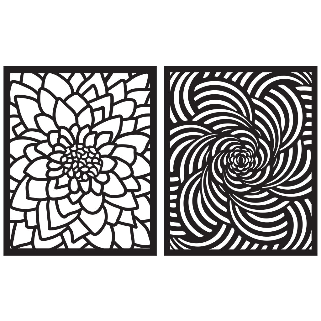 SA152 Flower Swirls Stencil Pairs - Hero Arts