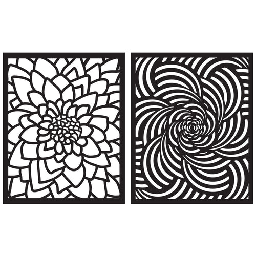 SA152 Flower Swirls Stencil Pairs - Hero Arts