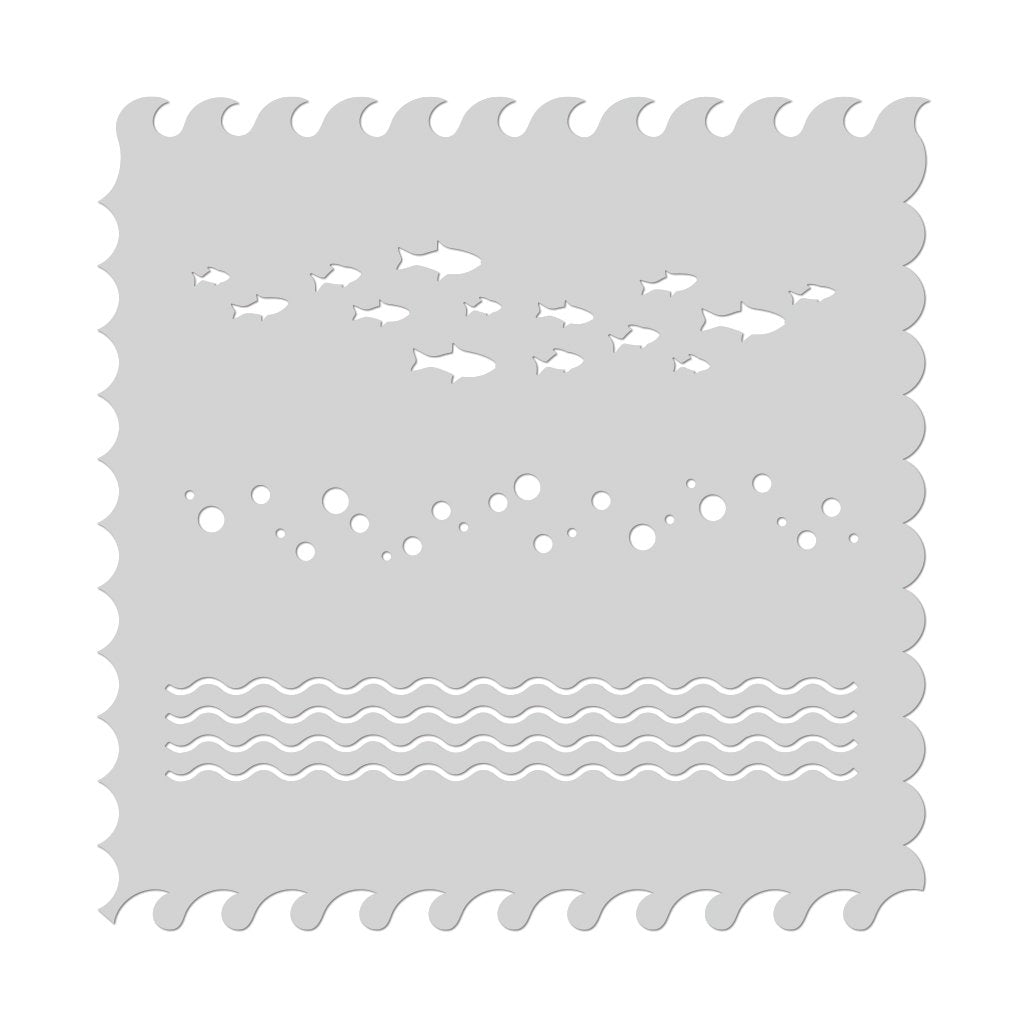 SA163 Waves Scenic Stencil - Hero Arts