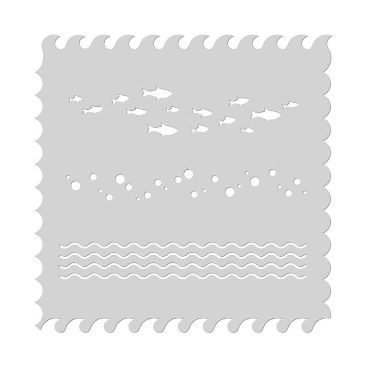 SA163 Waves Scenic Stencil - Hero Arts