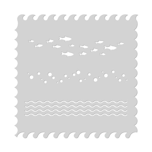 SA163 Waves Scenic Stencil - Hero Arts