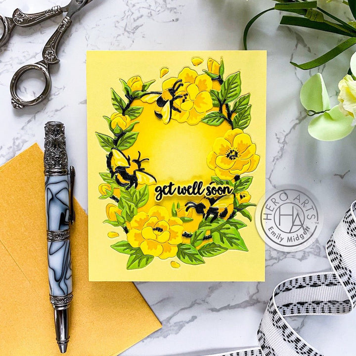 SA221 Color Layering Bee Florals Stencils - Hero Arts