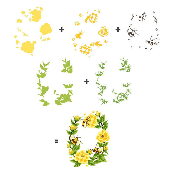 Bee Florals Window Stencils