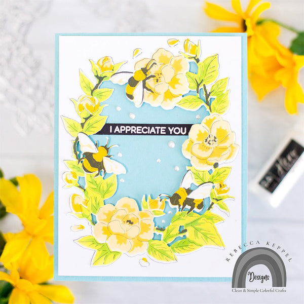 Bee Florals Window Stencils