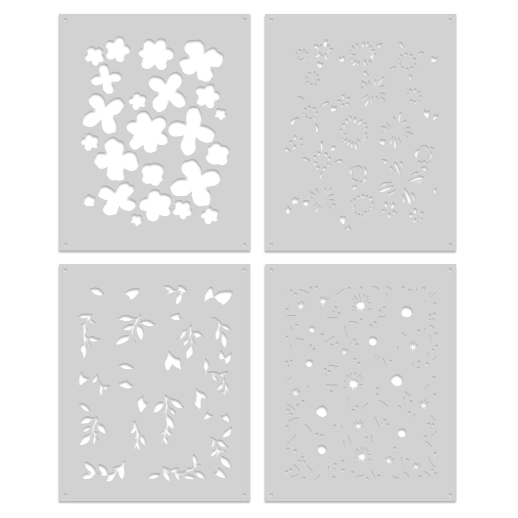 SA232 Color Layering Bold Flowers Stencils | Hero Arts