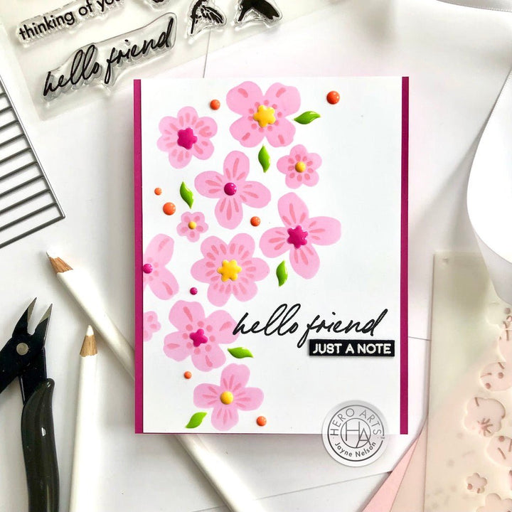 SA232 Color Layering Bold Flowers Stencils - Hero Arts