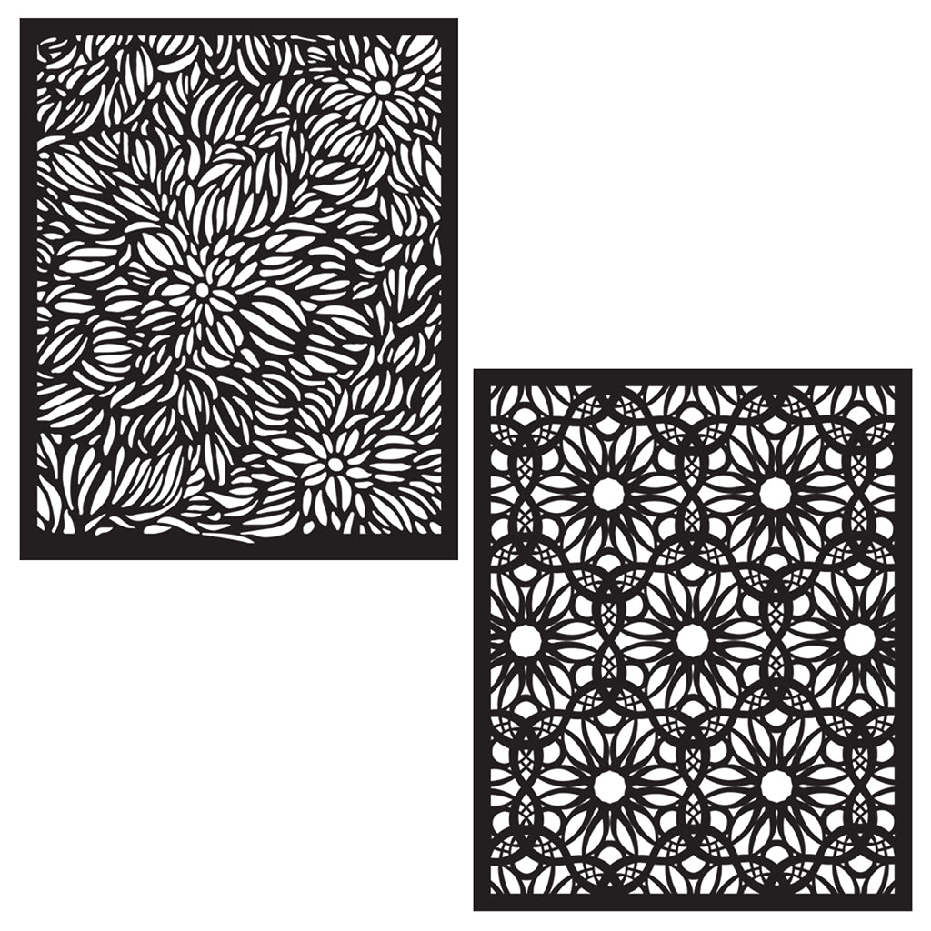 SA244 Floral patterns Stencil Pair - Hero Arts