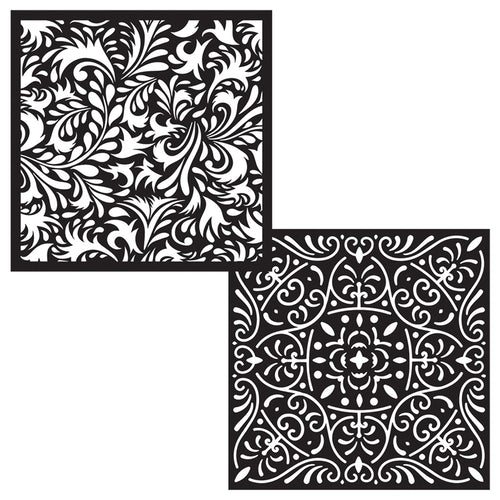 SA246 Ornate Patterns Stencil Pair (2, 6x6) - Hero Arts