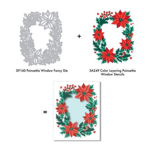 SA249 Color Layering Poinsettia Window Stencils - Hero Arts