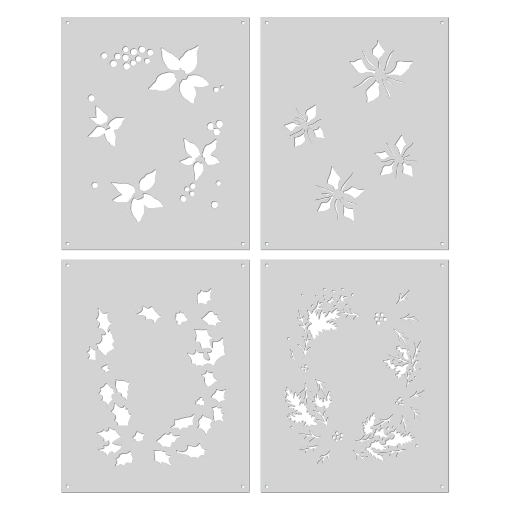 SA249 Color Layering Poinsettia Window Stencils - Hero Arts