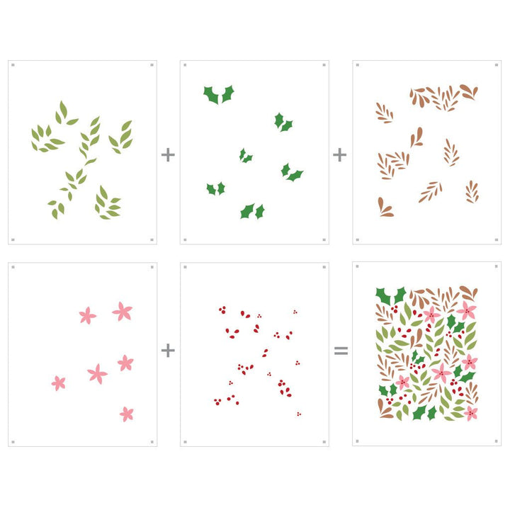 SA251 Color Layering Christmas Foliage Stencils - Hero Arts