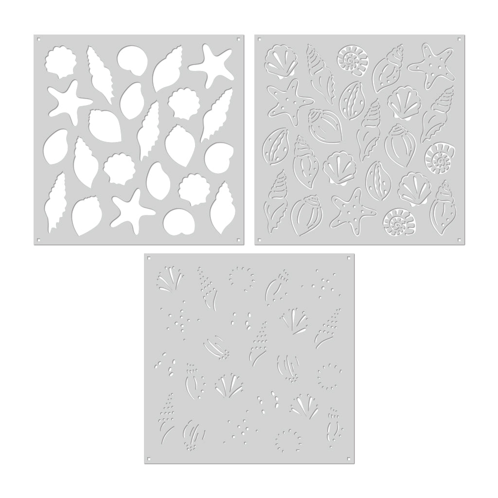 SA270 Color Layering Seashells Stencils | Hero Arts