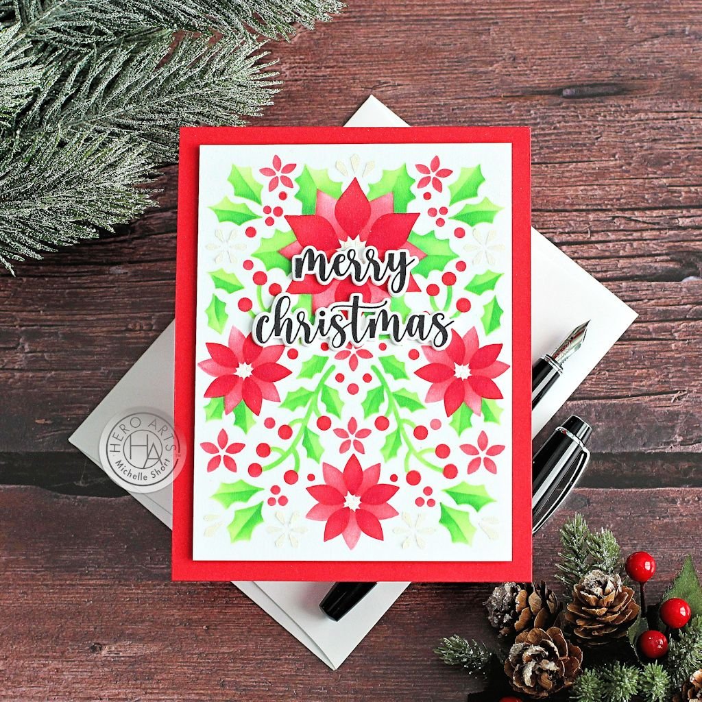 SA284 Color Layering Poinsettia Pattern Stencils - Hero Arts