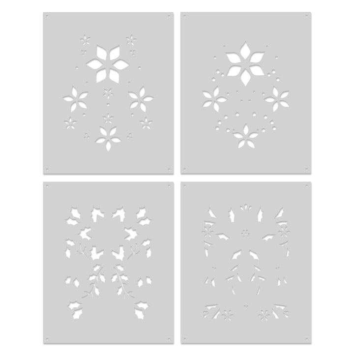 SA284 Color Layering Poinsettia Pattern Stencils - Hero Arts