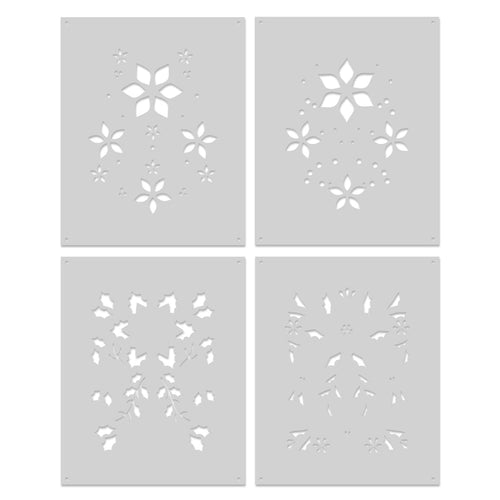 SA284 Color Layering Poinsettia Pattern Stencils - Hero Arts