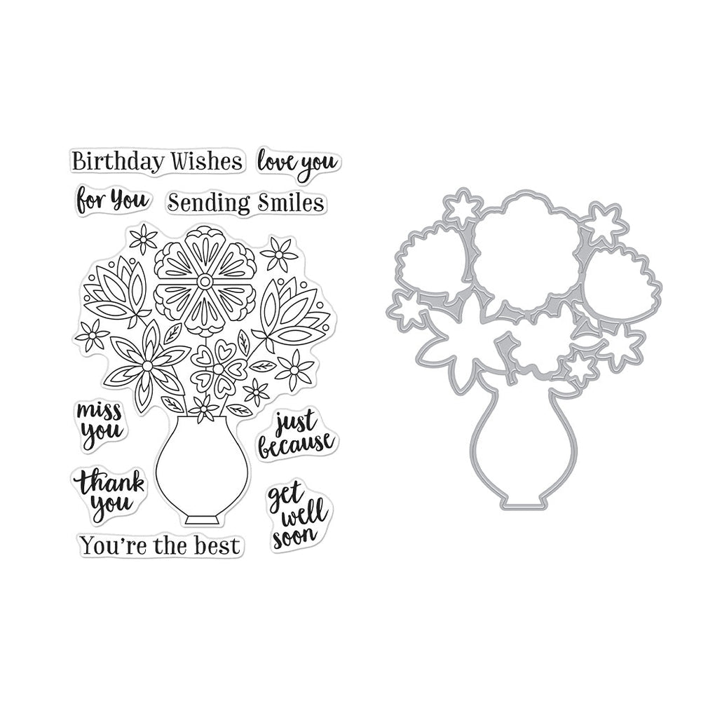 Flowers in Vase Stamp & Cut