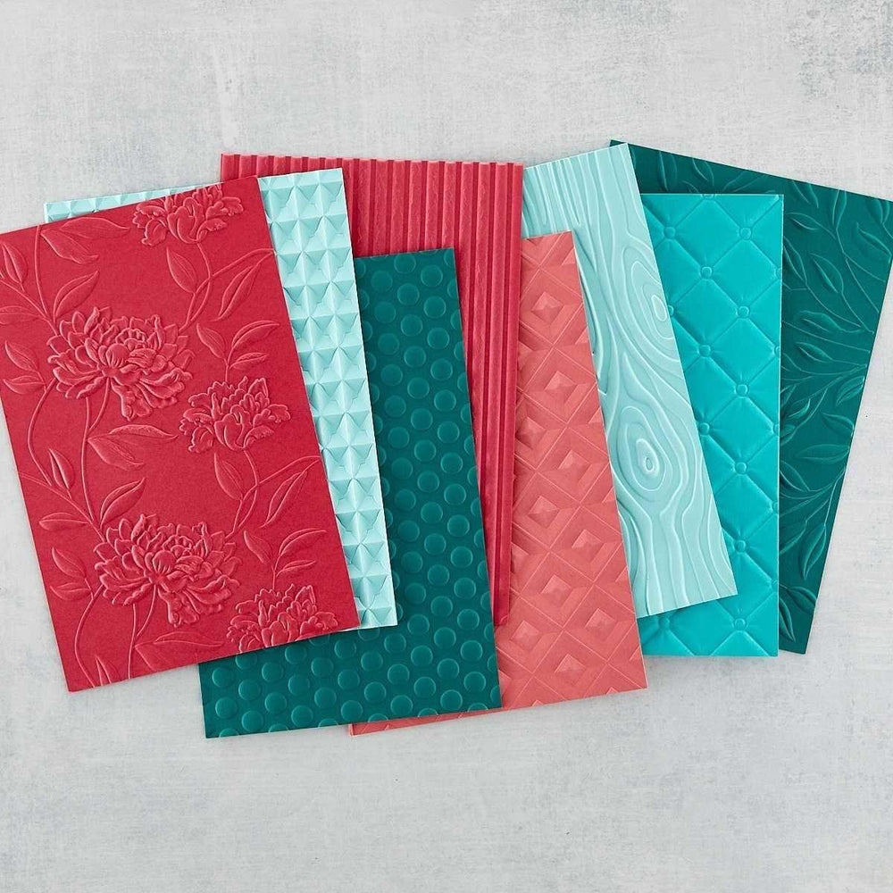Tufted 3D Embossing Folder (E3D-027) project sample second from bottom/right. 