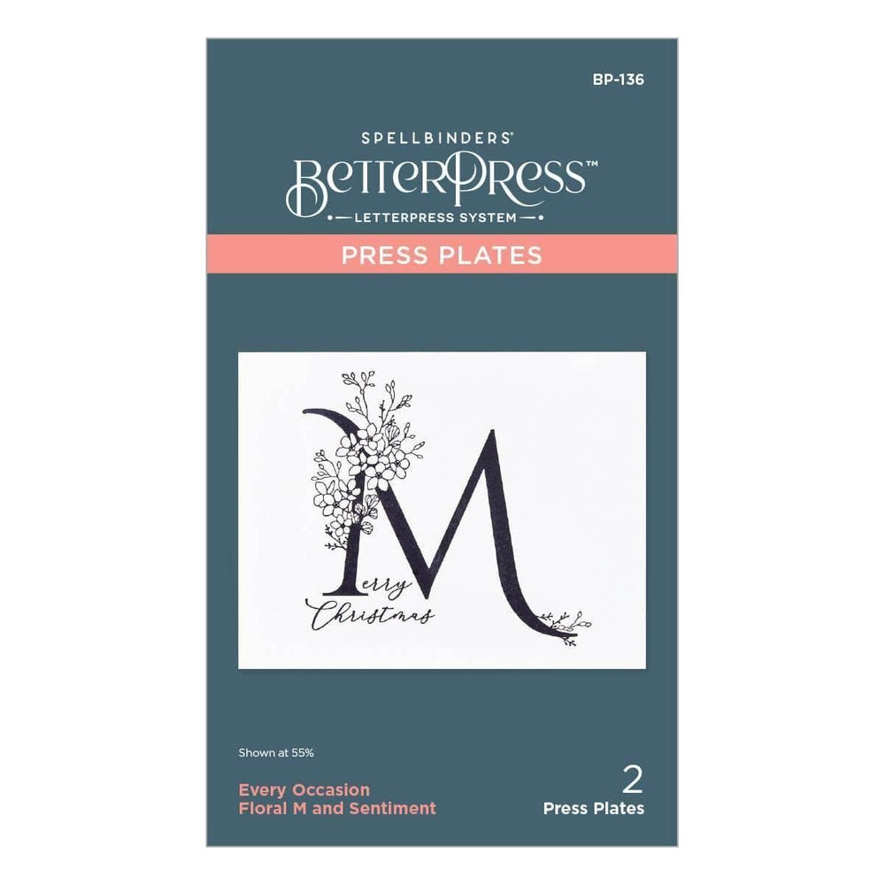 Floral M and Sentiment Press Plate
