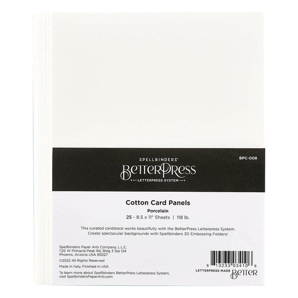 Porcelain BetterPress Cotton 8-1/2 x 11" Sheets - 25 Pack