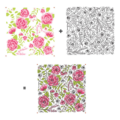 Hero Arts Stencil Pairs Floral Background