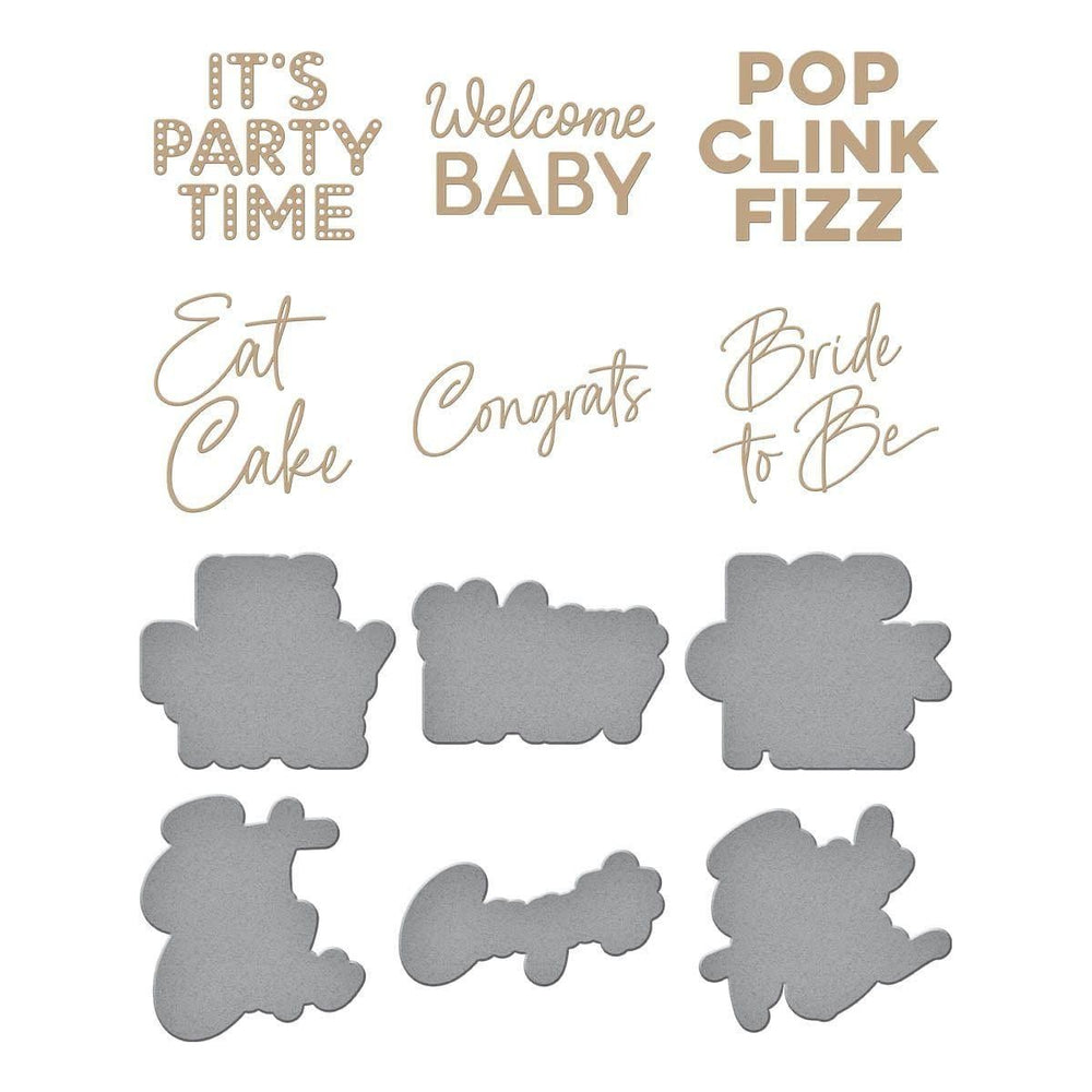 Its My Party Glimmer Sentiments Hot Foil Plate & Die Set