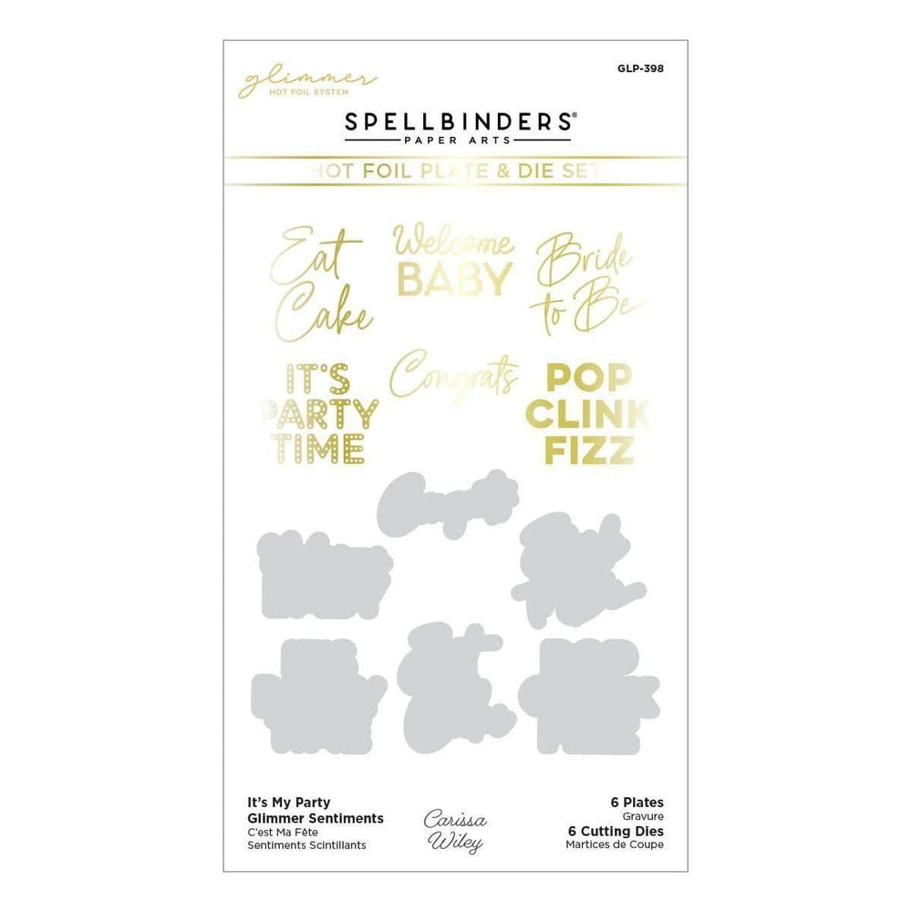 It's My Party Glimmer Sentiments Hot Foil Plate & Die Set