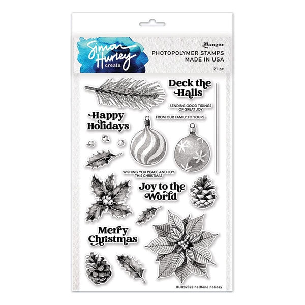 Ranger Clear Stamp Set Halftone Holiday by Simon Hurley create.