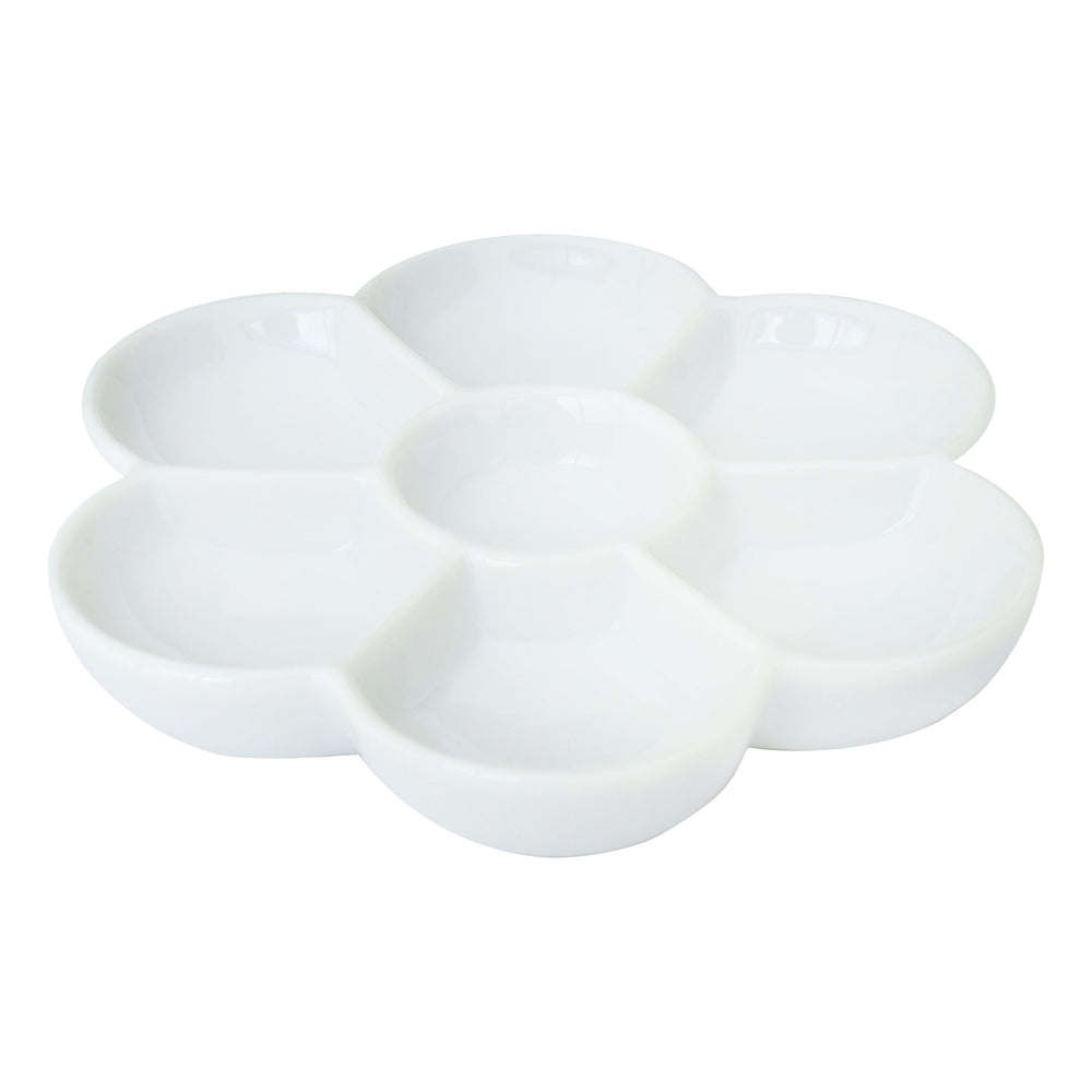 Yasutomo 7 Section Flower Porcelain Dish front view